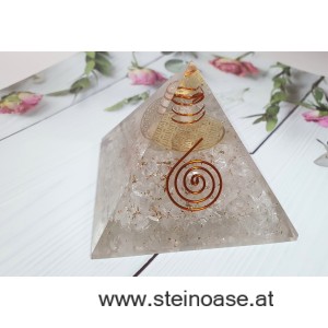 Orgonit Pyramide Bergkristall & Blume des Lebens & Spirale & Herkimer Diamant